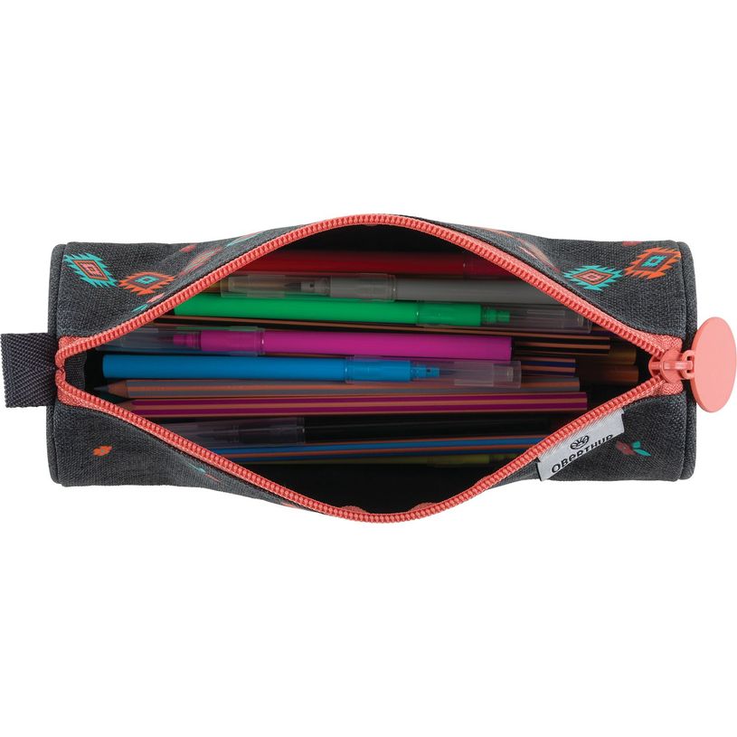 3664447148236-Trousse ronde Cheval - 1 compartiment - gris chine - Oberthur-P_405132296_3-2