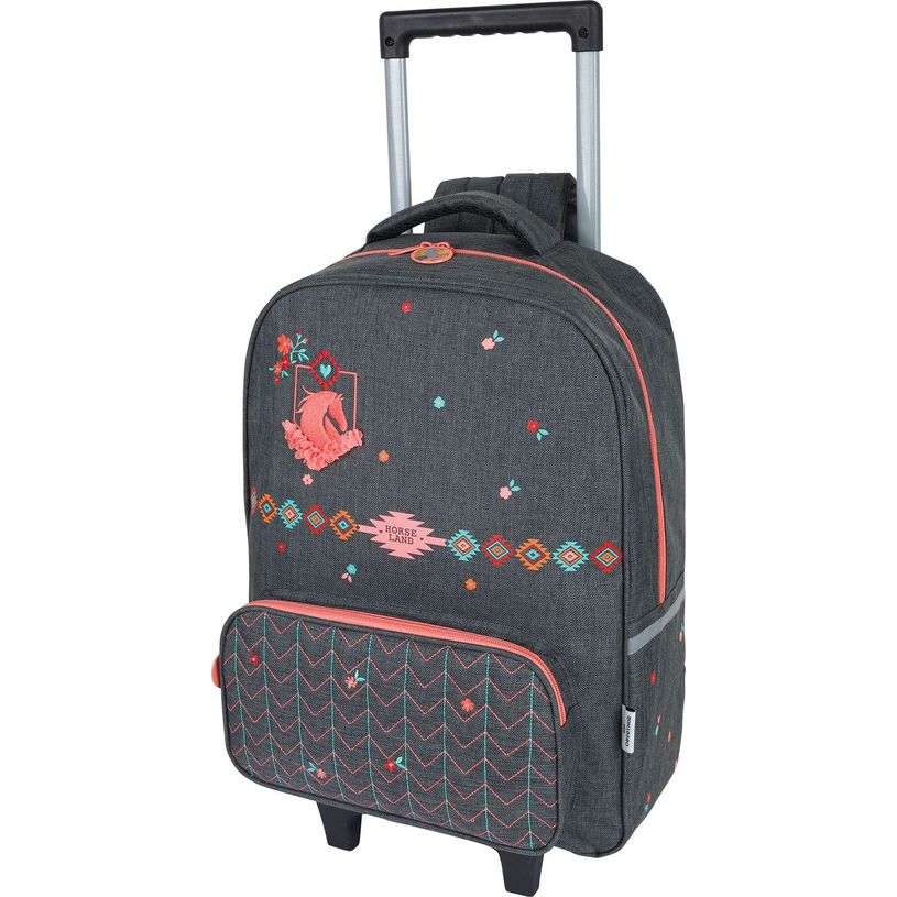 3664447148250-Sac à dos à roulettes Cheval - 1 compartiment - gris chine - Oberthur-P_405132298_1-0