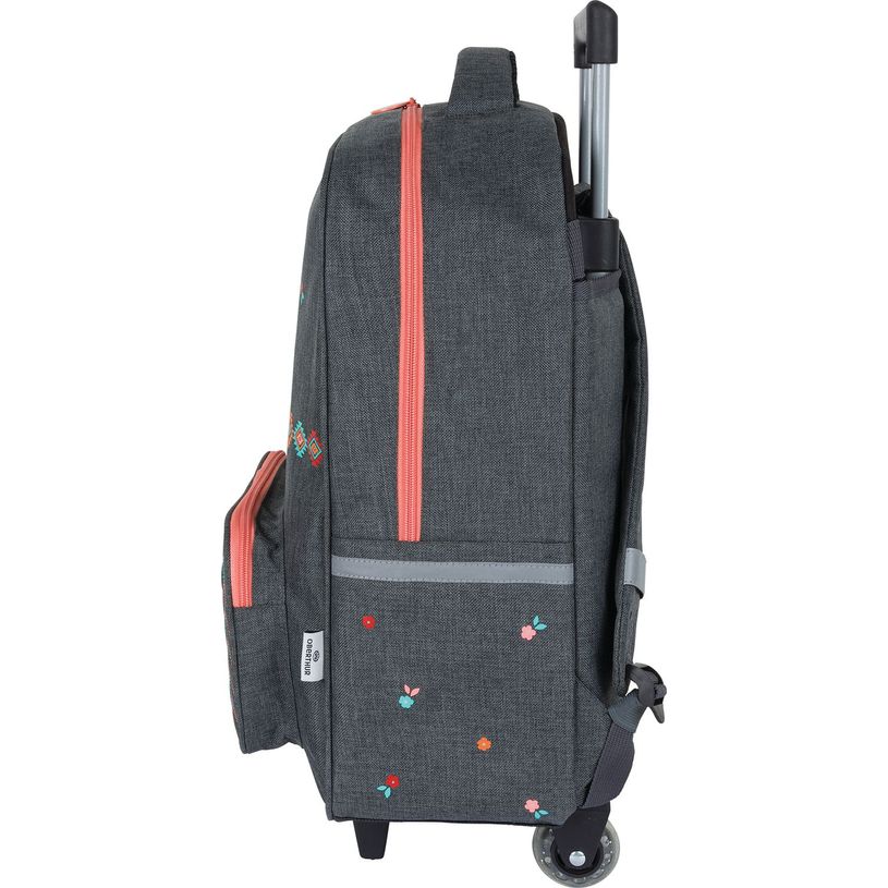 3664447148250-Sac à dos à roulettes Cheval - 1 compartiment - gris chine - Oberthur-P_405132298_4-3