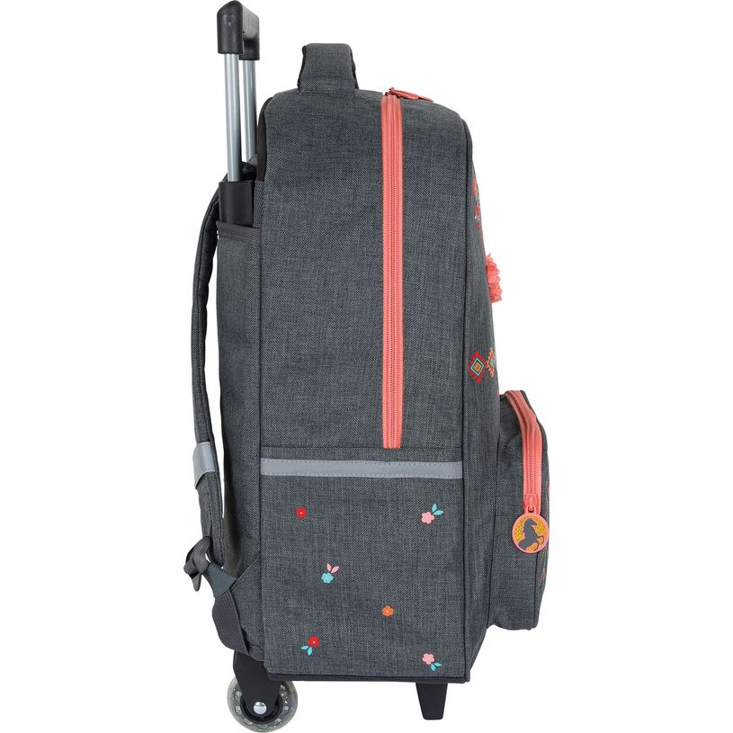 3664447148250-Sac à dos à roulettes Cheval - 1 compartiment - gris chine - Oberthur-P_405132298_5-4