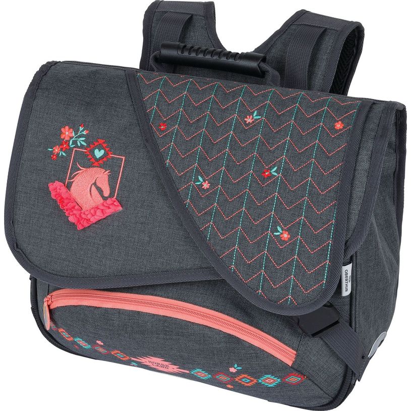 3664447148274-Cartable Cheval - 38 cm - 2 compartiments - gris chine - Oberthur-P_405132300_1-0