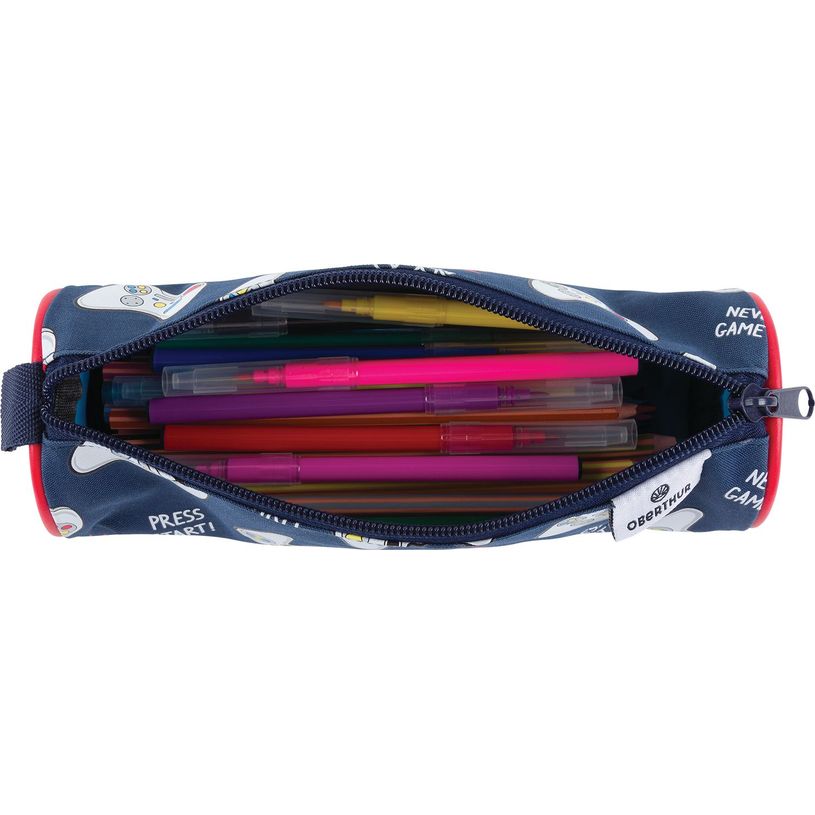 3664447148113-Trousse ronde Les Scolaires Garçon - 1 compartiment - marine et bleu - Oberthur-P_405132305_3-2