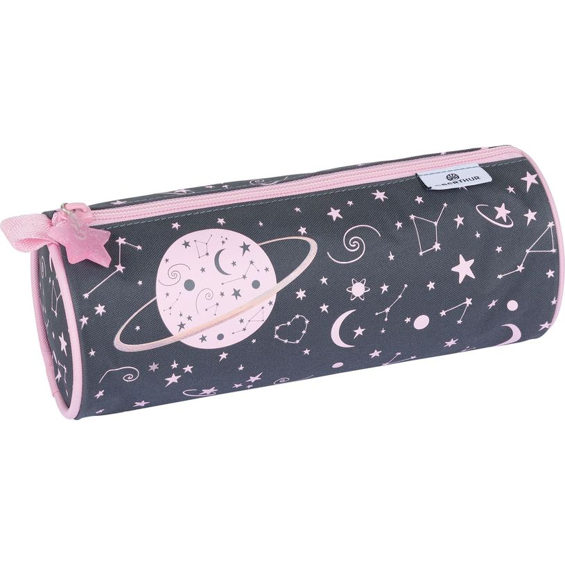 3664447150345-Trousse ronde Cosmic Girls - 1 compartiment - gris anthracite - Oberthur-P_405132314_1-0
