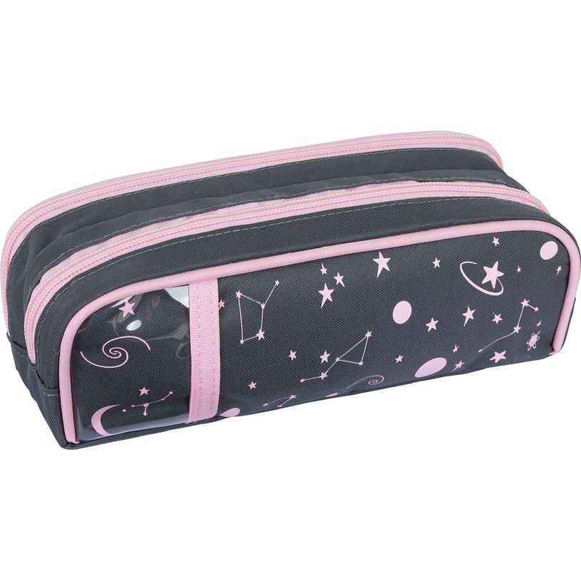 3664447150338-Trousse Cosmic Girls - 2 compartiments - gris anthracite - Oberthur-P_405132315_2-1