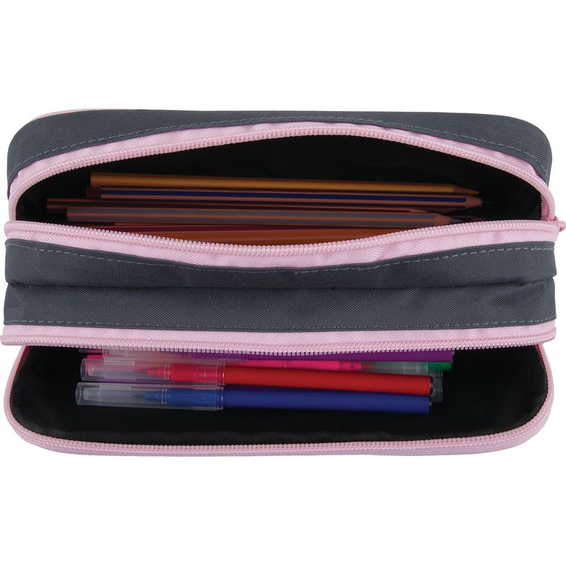 3664447150338-Trousse Cosmic Girls - 2 compartiments - gris anthracite - Oberthur-P_405132315_3-2