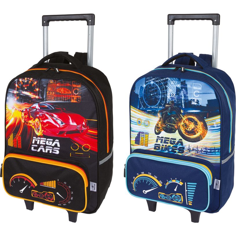 3664447148410-Sac à dos à roulettes Megacars / Megabikes - 1 compartiment - marine ou noir - Oberthur-P_405132321_1-0
