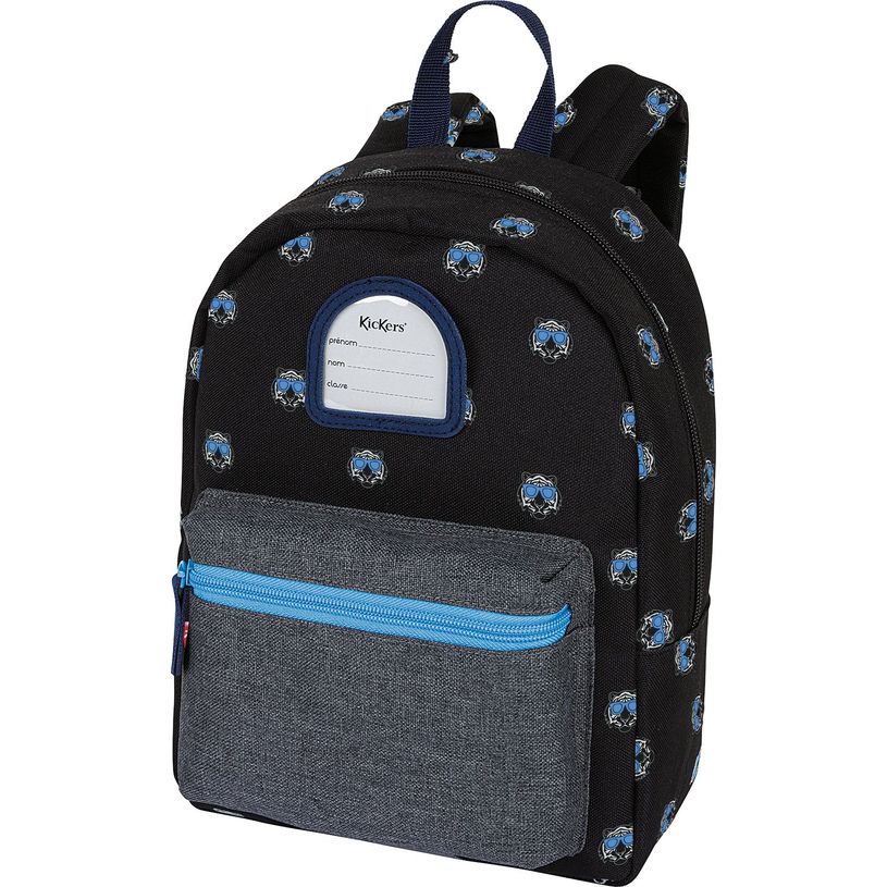 3664447148694-Petit Sac à dos Kickers Boy - 1 compartiment - noir et gris chine - Oberthur-P_405132381_1-0