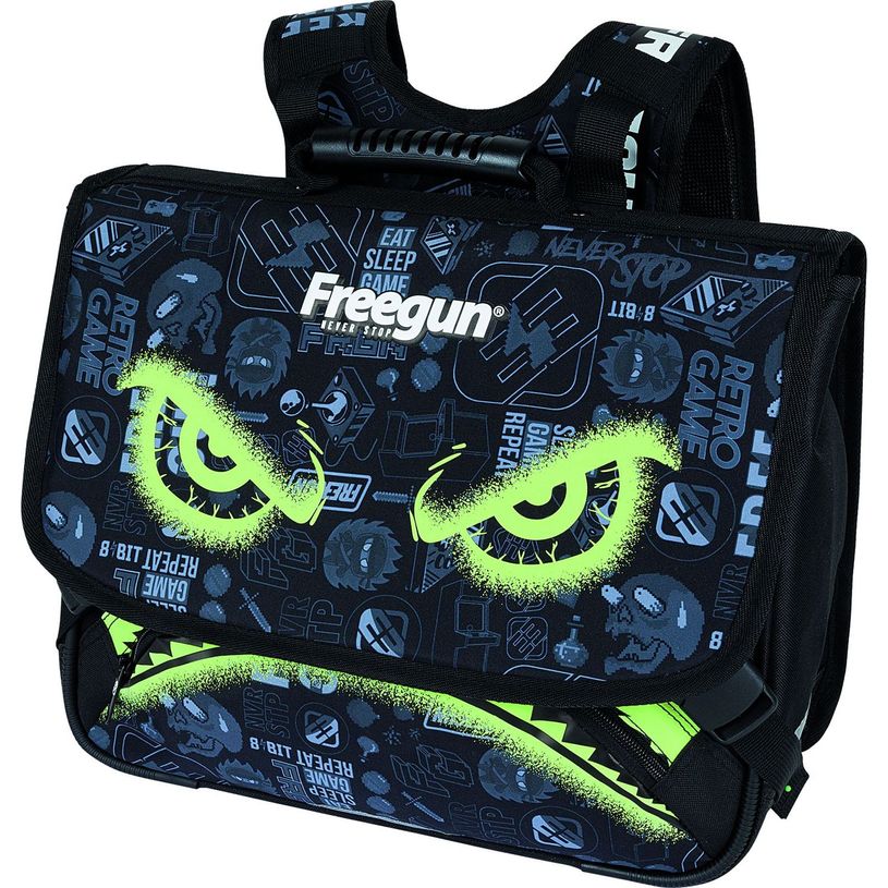 3664447147475-Cartable Freegun Primaire - 38 cm - 2 compartiments - noir - Oberthur-P_405132390_1-0