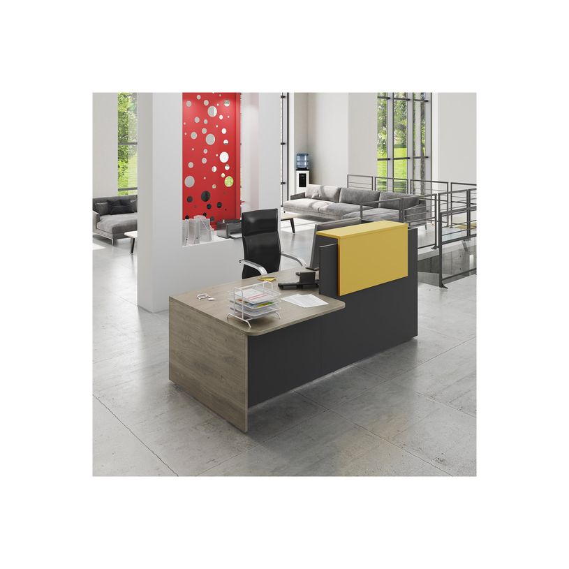 3253310340473-Tablette pour banque d'accueil OLA - réglable en hauteur - L140 x P30 cm - equerre carbone (A positionner sur module haut ou ret-P_405132743_3-3