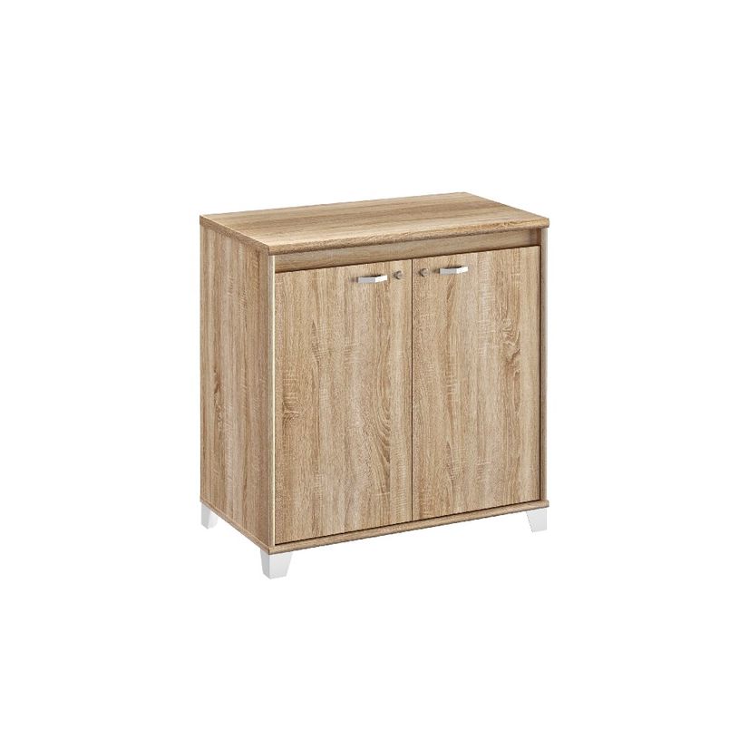 3483601119123-Rangement bas MAMBO - L80 x H82 x P46 - 2 portes - Chêne Sonoma/blanc-P_405132838_1-0