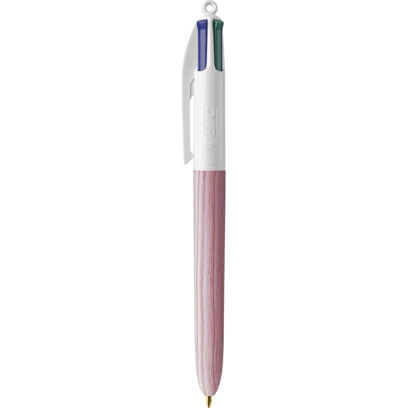 3086123694088-BIC 4 Couleurs WOOD - Stylo à bille 4 couleurs - corps rose-P_405132851_1-0