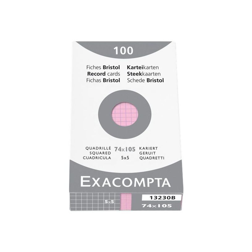 3130630132301-Exacompta - Pack de 100 Fiches Bristol - 7,4 x 10,5 cm - petits carreaux - rose-P_405132876_1-1