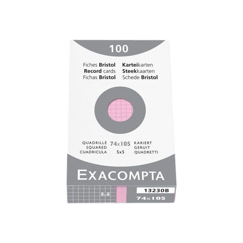 3130630132301-Exacompta - Pack de 100 Fiches Bristol - 7,4 x 10,5 cm - petits carreaux - rose-P_405132876_4-0