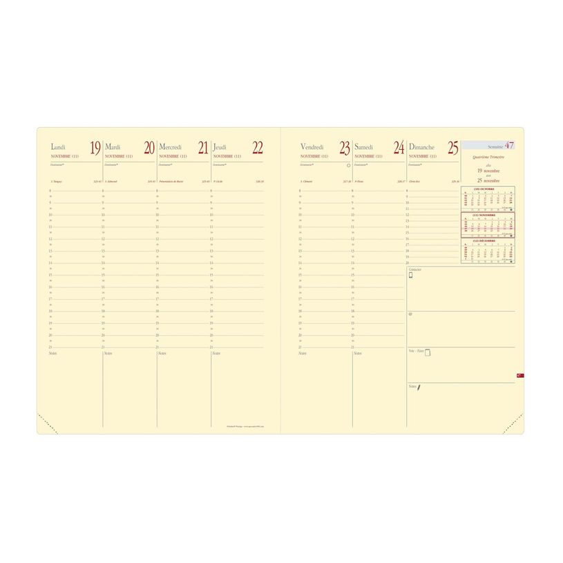 3371010482122-Quo Vadis - Agenda avec répertoire - Président Prestige - Semainier Planning - Français - Impala - Rouge - 14 mois de décembre à j--1