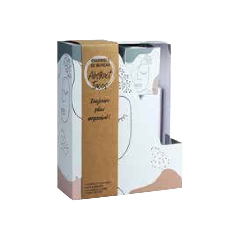 3173740249446-Parure de bureau en carton Abstract Faces - 4 pièces-P_405133314_1-0