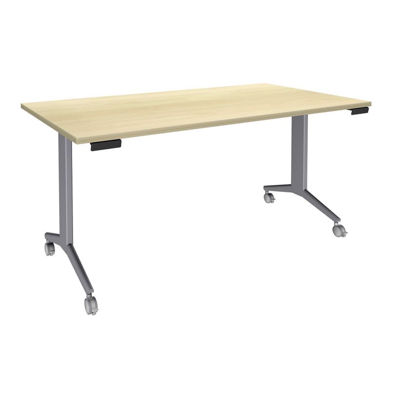 3253310171527-Table de réunion abattantes - L140 x P80 cm - pied alu - plateau imitation érable-P_405133436_1-0