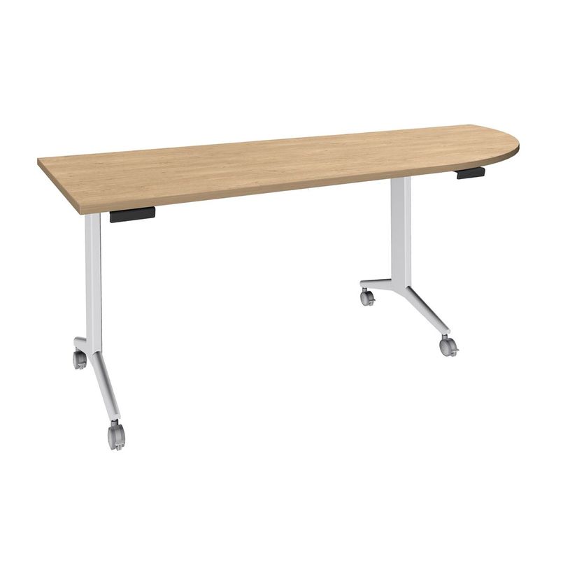 3253310160439-Table de réunion abattantes angle à droite - L200 x P80 cm - pied blanc - plateau imitat-P_405133445_1-0