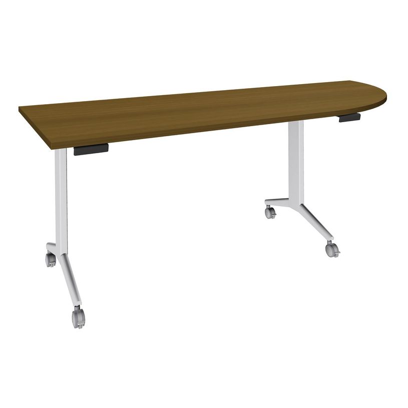 3253310386624-Table de réunion abattantes angle à droite - L200 x P80 cm - pied blanc - plateau imitat-P_405133447_1-0