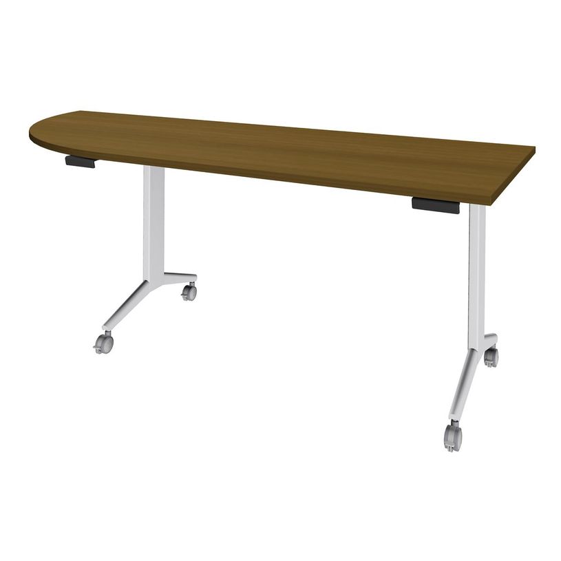 3253310414211-Table de réunion abattantes angle à gauche - L200 x P80 cm - pied blanc - plateau imitat-P_405133453_1-0