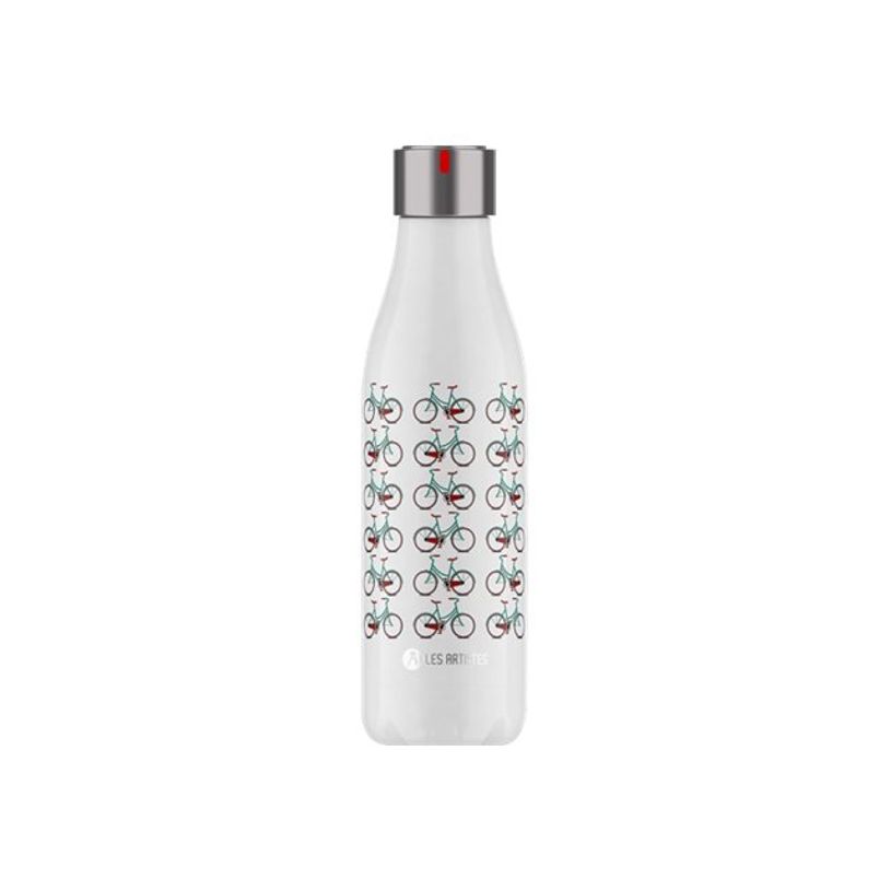 3614300042669-Les Artistes Paris - Gourde Bouteille isotherme 500 ml - blanc/vélos - acier inoxydable-P_405133650_1-0