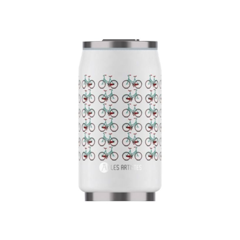 3614300042676-Les Artistes Paris - Canette isotherme - blanc/vélos - 280 ml - acier inoxydable-P_405133651_1-0