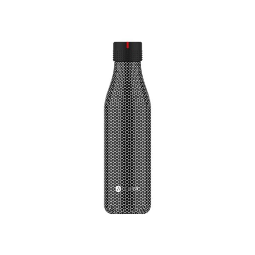 3614300081378-Les Artistes Paris - Gourde Bouteille isotherme 500 ml - noir texture métal - acier inoxy-P_405133666_2-1
