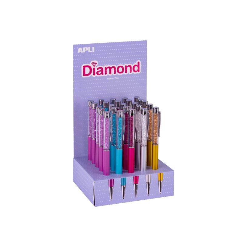 8410782193210-APLI Diamond - Stylo à bille - pointe moyenne - avec cristaux strass - Encre bleu-P_405133946_1-0