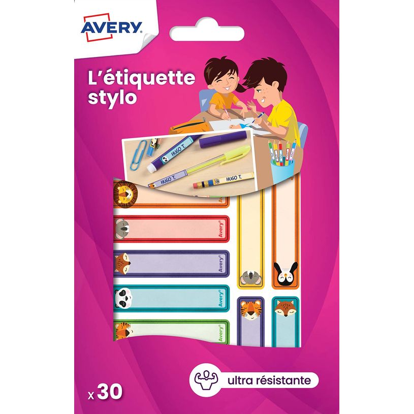 5014702145810-Avery - 30 étiquettes pour stylo - 50 x 10 mm - animaux-P_405134513_1-0