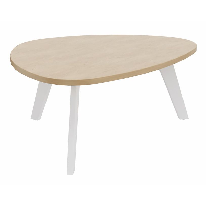 3253310177451-Table basse galet - L100xH42xP90/80 - pied blanc - plateau imitation chêne clair-P_405134555_1-0