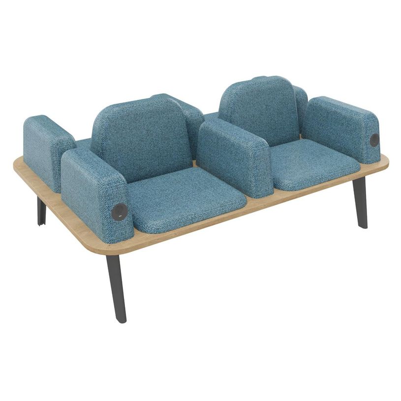 3253310179516-Banquette ILO - 4 places L172xP114cm -  carbone - structure chêne clair - tissu bleu guè-P_405134630_1-0