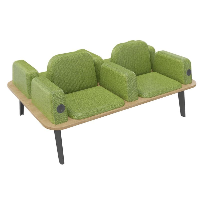 3253310179523-Banquette ILO - 4 places L172xP114cm -  carbone - structure chêne clair - tissu kiwi-P_405134631_1-0