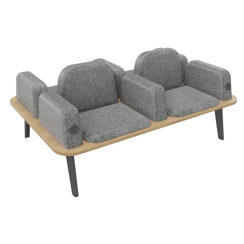 3253310179530-Banquette ILO - 4 places L172xP114cm -  carbone - structure chêne clair - tissu gris chin-P_405134632_1-0