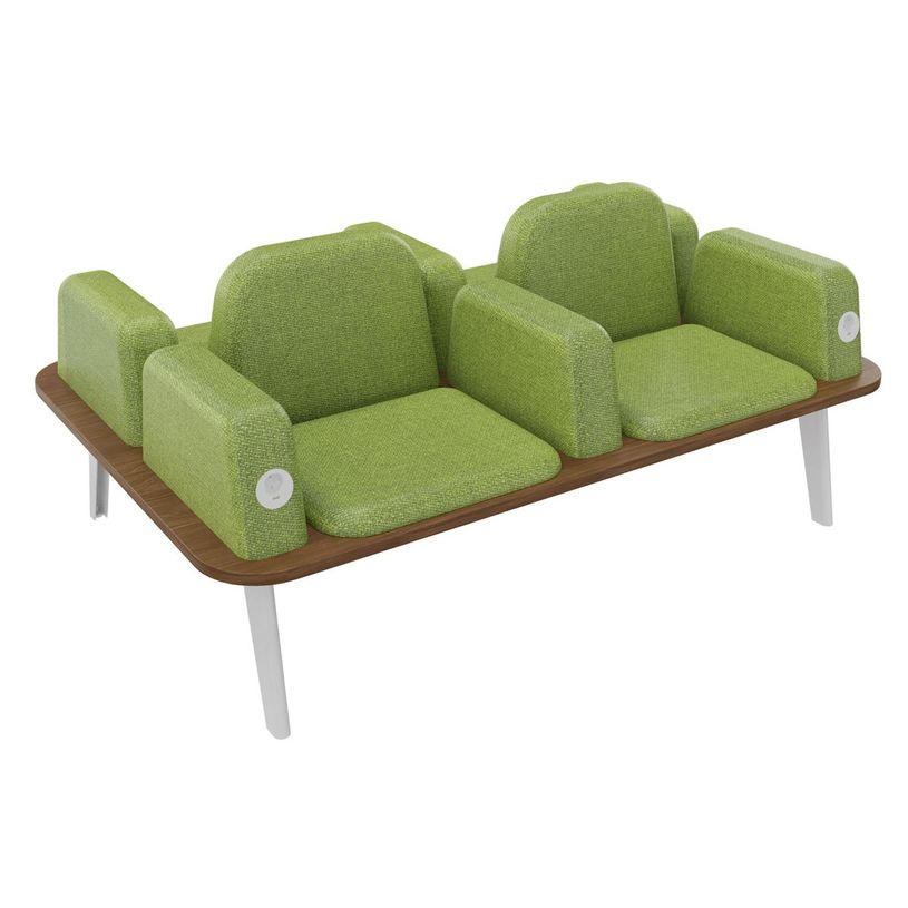 3253310179554-Banquette ILO - 4 places L172xP114cm -  blanc - structure noyer - tissu kiwi-P_405134634_1-0