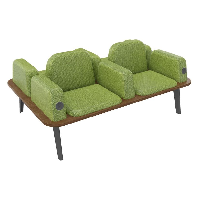 3253310179585-Banquette ILO - 4 places L172xP114cm -  carbone - structure noyer - tissu kiwi-P_405134637_1-0