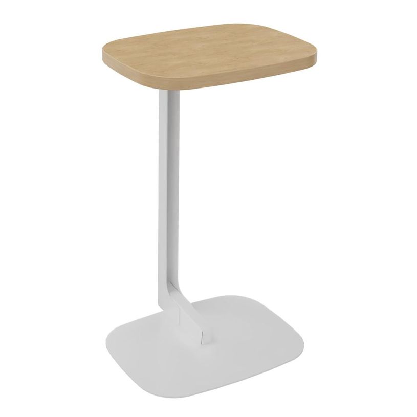 3253310179714-Gueridon ILO - L40xP30xH66cm - pieds blanc - finition chêne clair-P_405134647_1-0