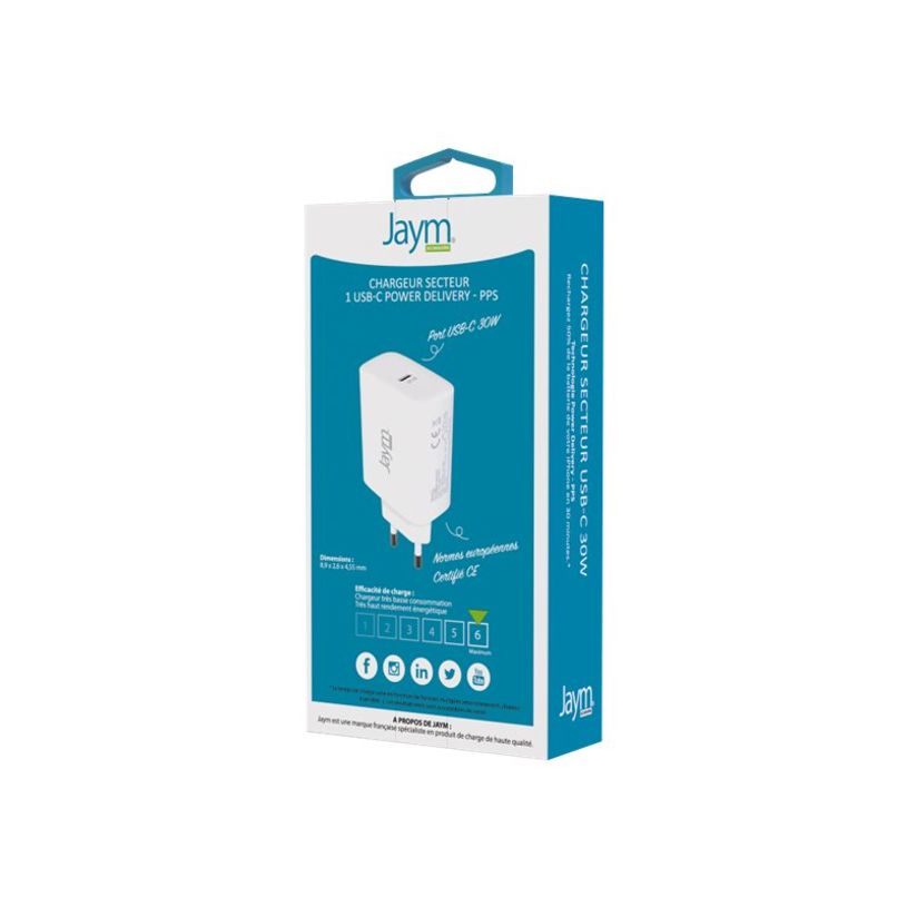 3701263514859-JAYM - chargeur secteur pour smartphone - 1 USB-C - blanc-P_405134688_2-0
