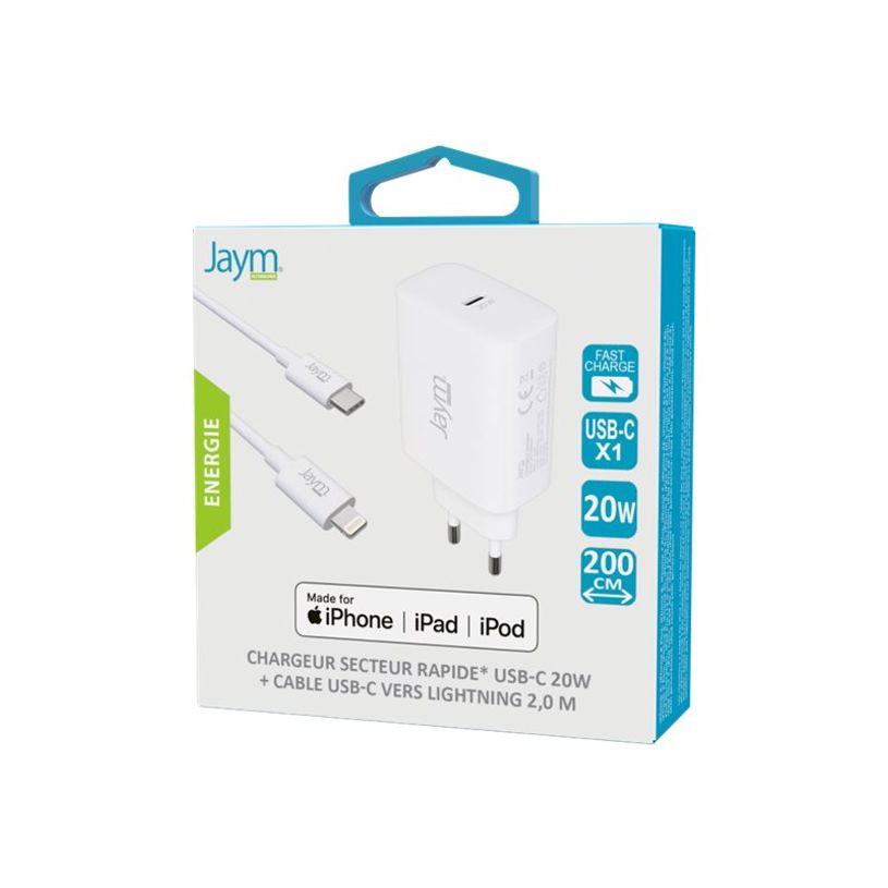 3701263511780-JAYM - adaptateur secteur + câble de charge et de synchronisation - 1 USB-C - blanc-P_405134689_3-0
