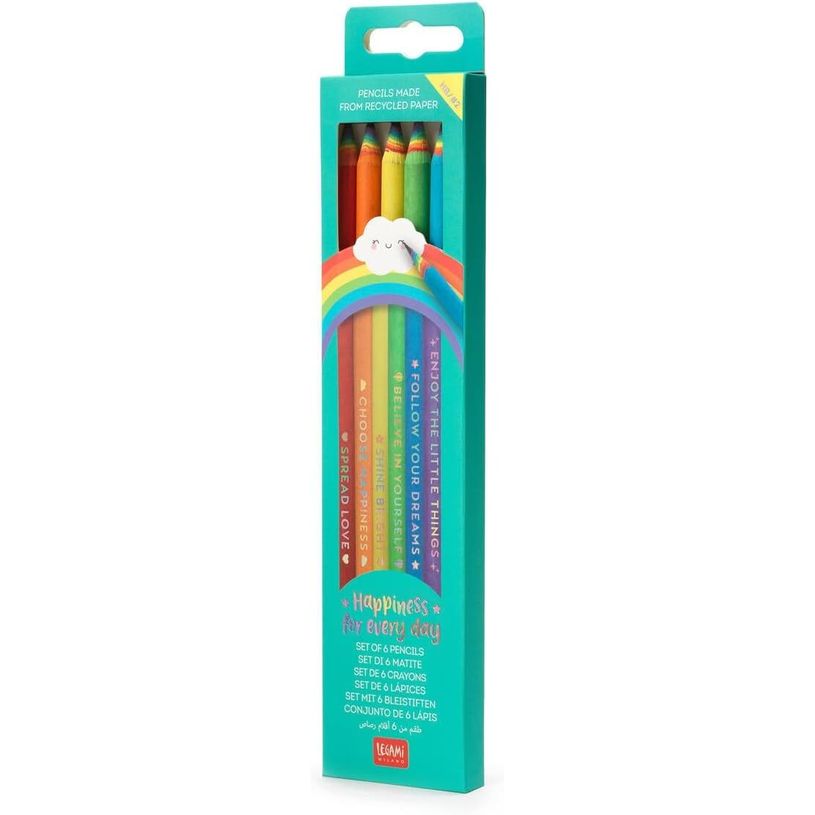 8054117621346-Legami – Lot de 6 Crayons à Papier HB – Happiness for Everyday--2