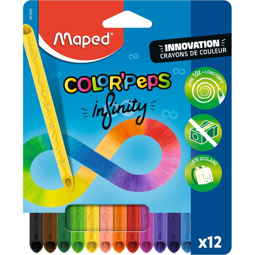 3154148616023-Maped Color'Peps - 12 crayons de couleur Infinity - pochette carton-P_405137052_3-0