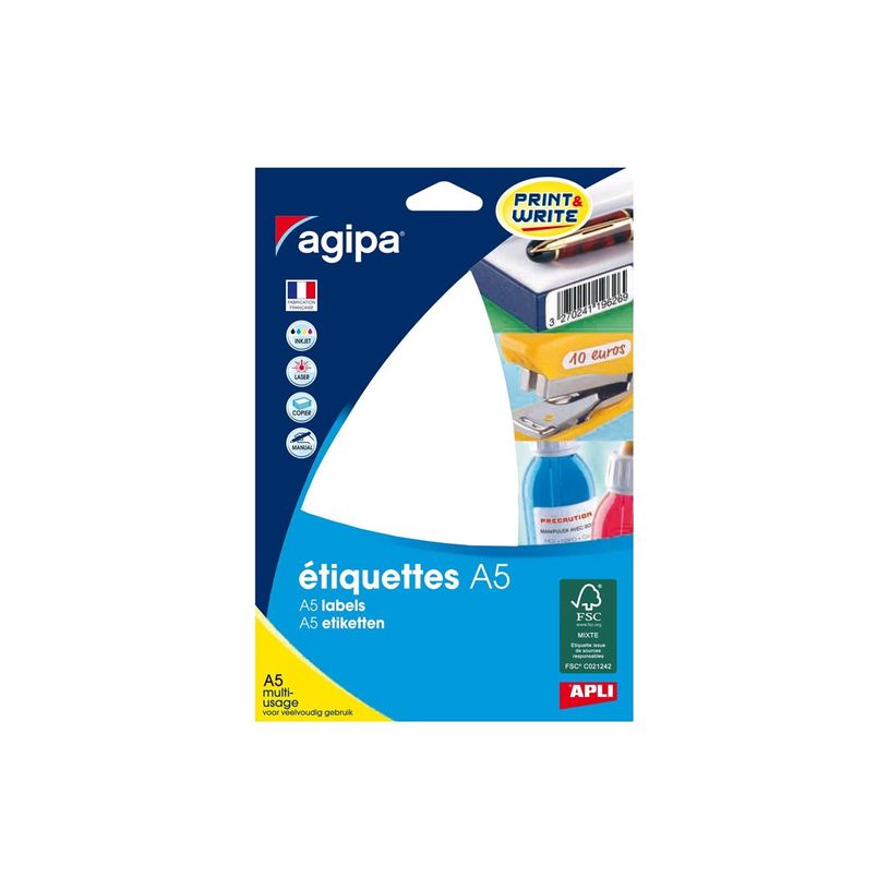 3270241140125-APLI-Agipa - Mate - adhesivo permanente - blanco - 24 x 33.5 mm 512 etiqueta(s) (16 hoja(s-P_405137238_1-2