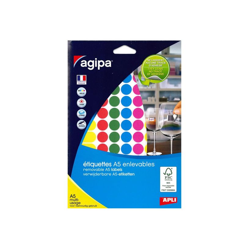 3270241018264-Apli Agipa - Etui A5 - 576 Pastilles adhésives enlevables - couleurs assorties - diamètr-P_405137250_1-2