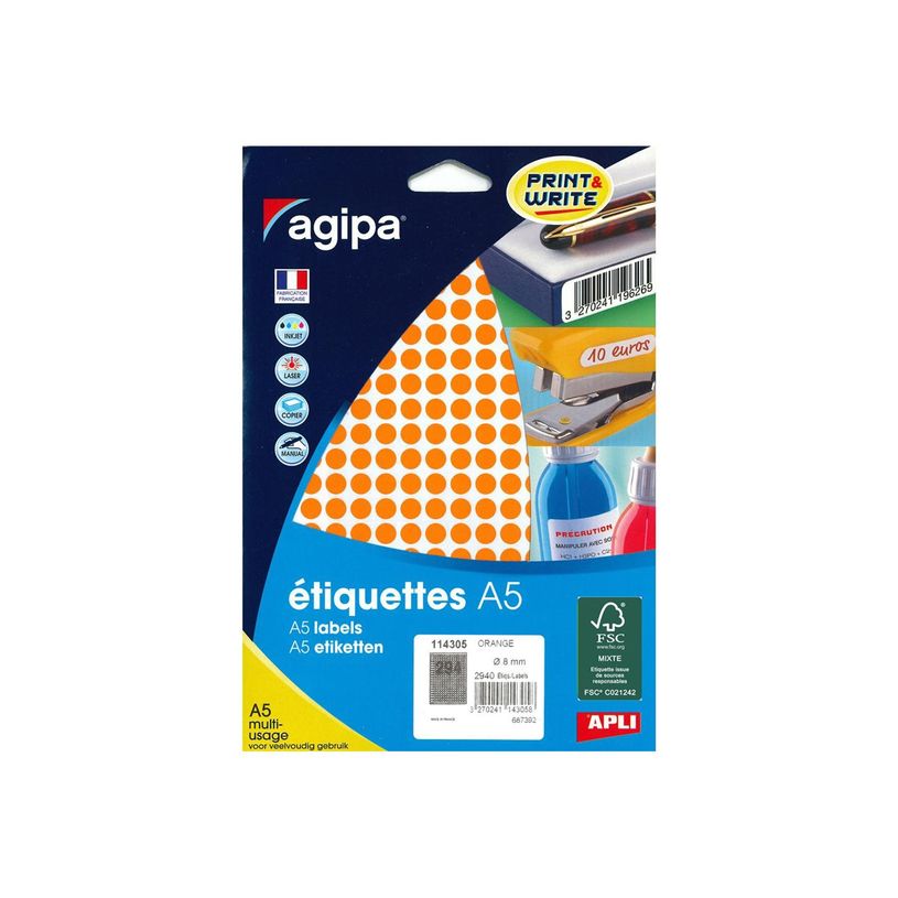3270241143058-Apli Agipa - Etui A5 - 2940 Pastilles oranges - diamètre 8 mm - réf 114305-P_405137255_1-1