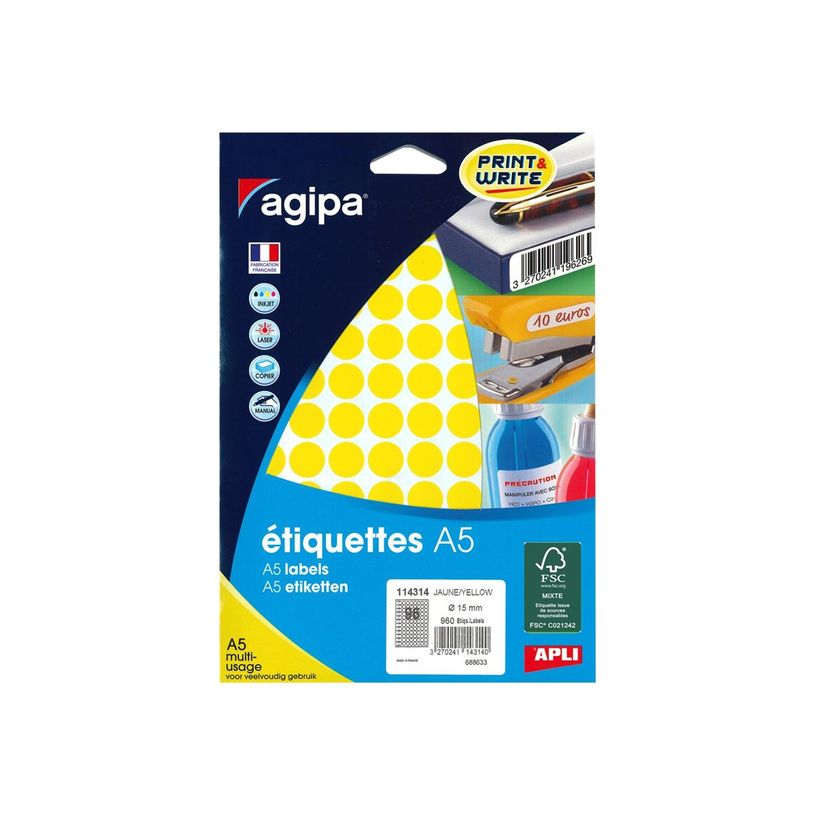 3270241143140-Apli Agipa - Etui A5 - 960 Pastilles jaunes - diamètre 15 mm - réf 114314-P_405137262_2-2