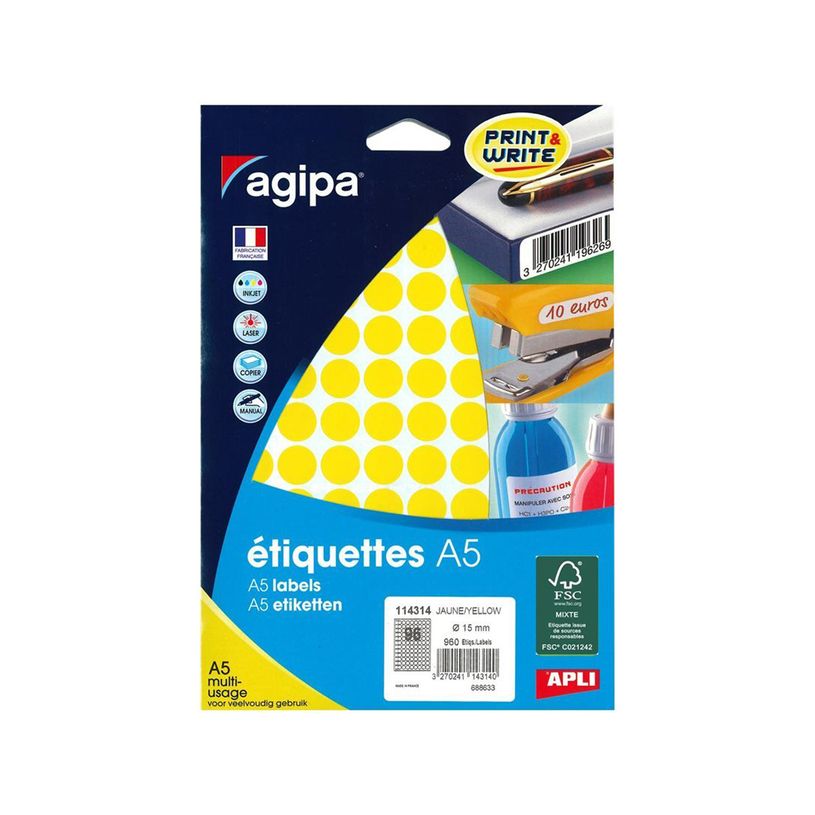 3270241143140-Apli Agipa - Etui A5 - 960 Pastilles jaunes - diamètre 15 mm - réf 114314-P_405137262_3-0