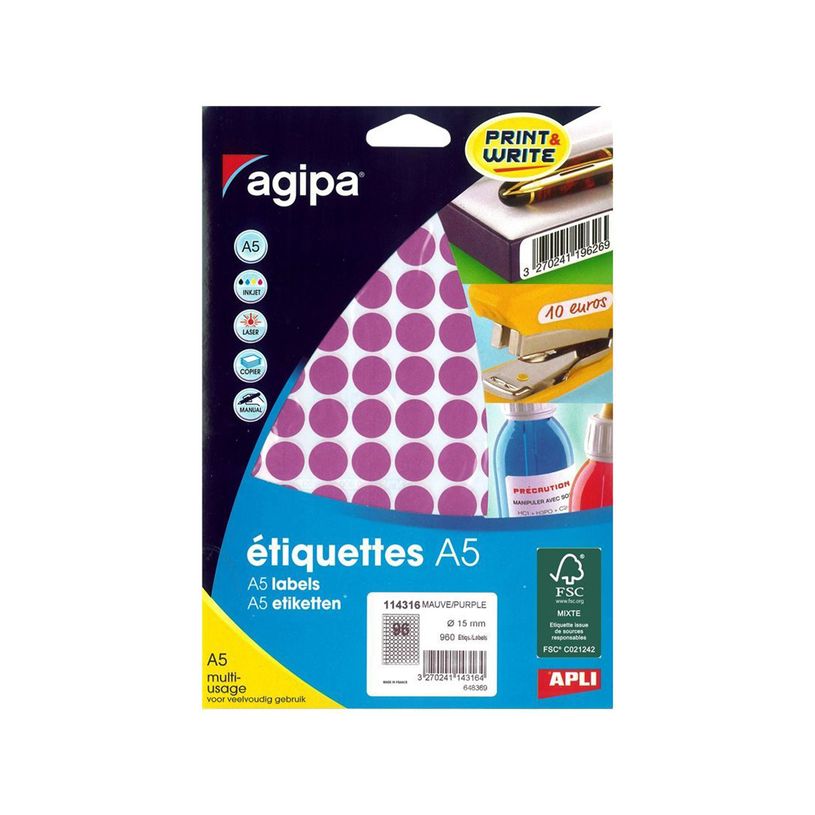 3270241143164-Apli Agipa - Etui A5 - 960 Pastilles mauves - diamètre 15 mm - réf 114316-P_405137264_3-0
