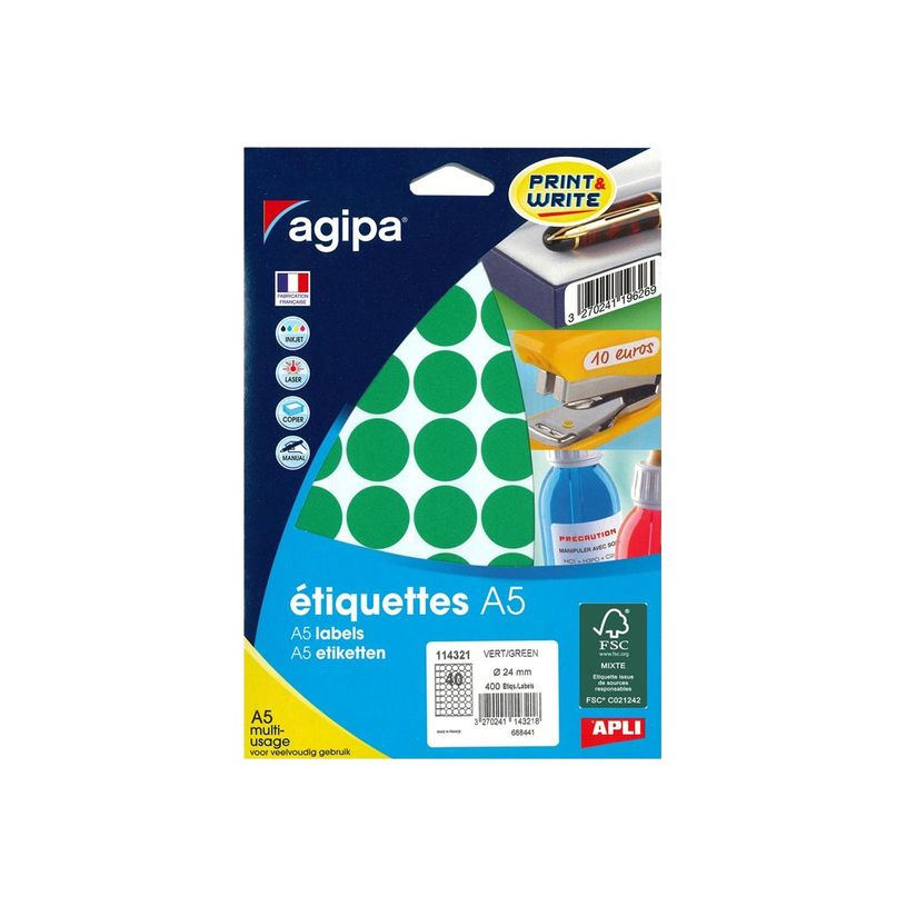 3270241143218-Apli Agipa - Etui A5 - 400 Pastilles vertes - diamètre 24 mm - réf 114321-P_405137267_1-1
