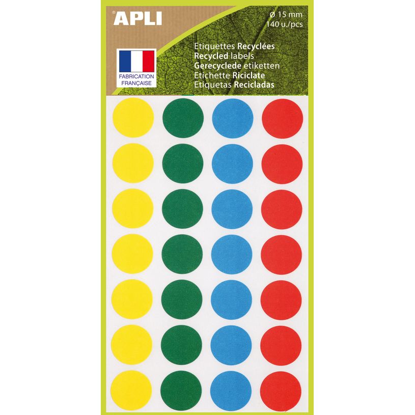 3270241017861-Apli Agipa - 140 Pastilles adhésives recyclées - couleurs assorties - diamètre 15 mm - -P_405137305_1-0
