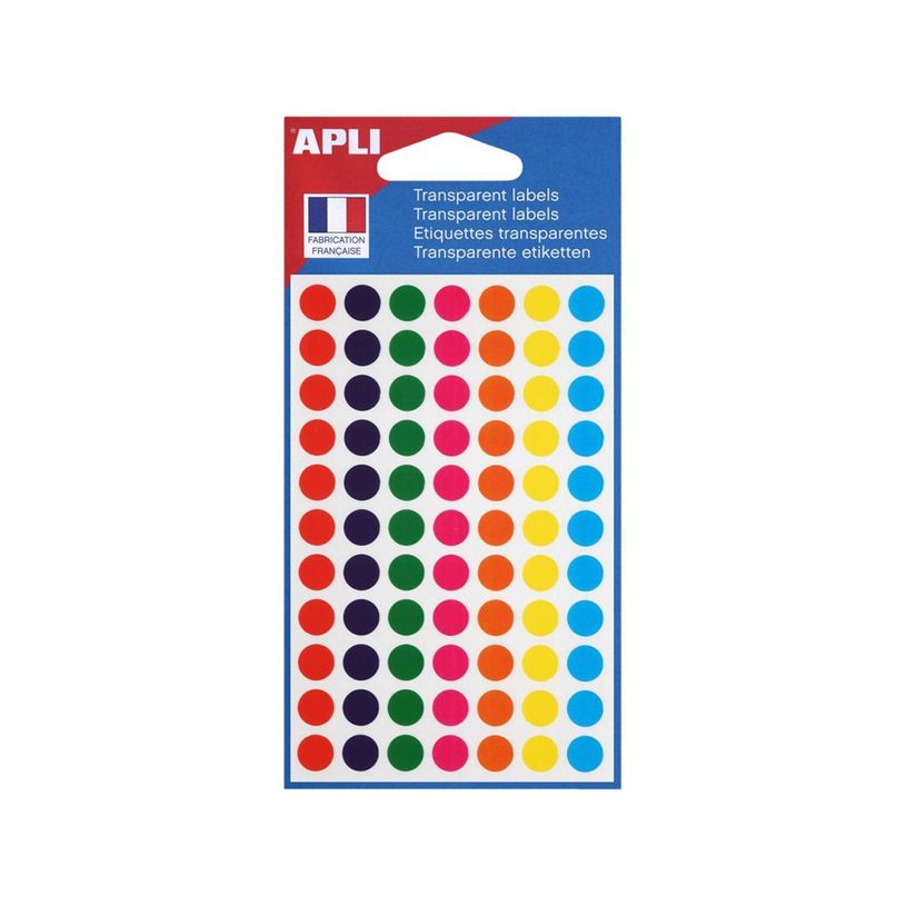 3270241128390-Apli Agipa - 385 Pastilles adhésives en plastique - couleurs assorties - diamètre 8 mm --P_405137321_1-0