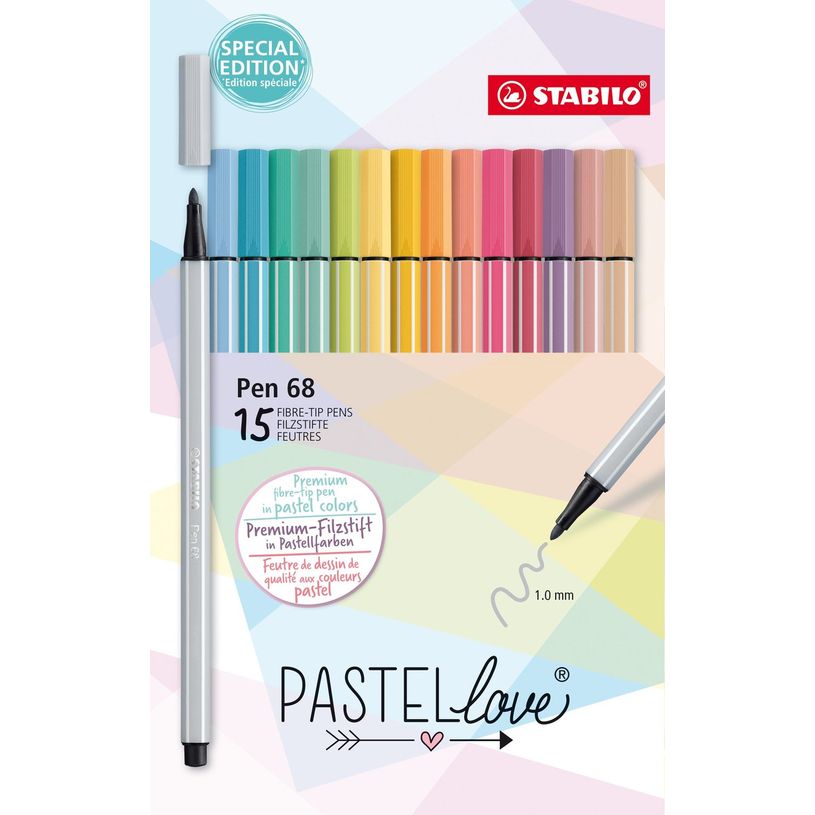 4006381595094-STABILO Pen 68 Pastellove - Pack de 15 feutres - couleurs pastels assorties-P_405137372_1-0