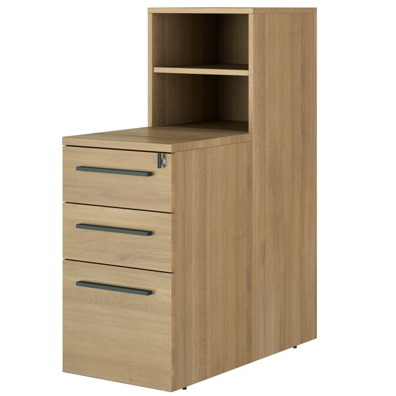3483601119192-Bloc de rangement ZOOM - chêne bocage - 3 tiroirs dont 1 tiroir pour dossiers suspendus-P_405137397_1-0